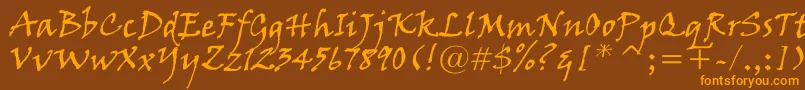 VinerHandItc Font – Orange Fonts on Brown Background