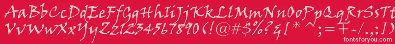 VinerHandItc-Schriftart – Rosa Schriften auf rotem Hintergrund