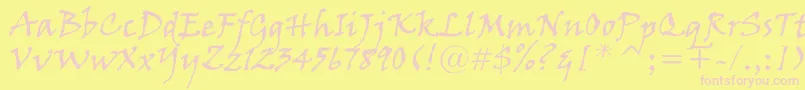 VinerHandItc Font – Pink Fonts on Yellow Background