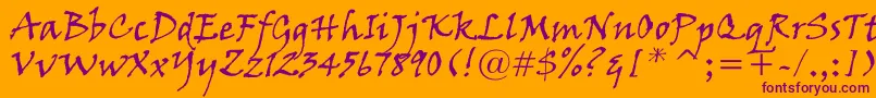 VinerHandItc Font – Purple Fonts on Orange Background