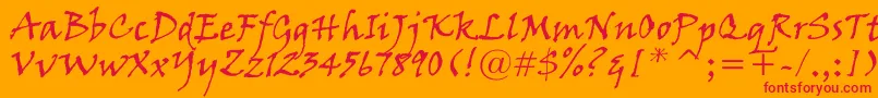 VinerHandItc Font – Red Fonts on Orange Background