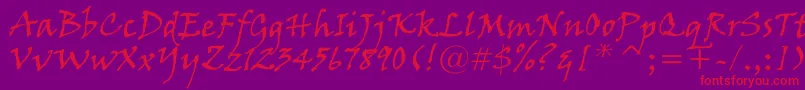 VinerHandItc Font – Red Fonts on Purple Background