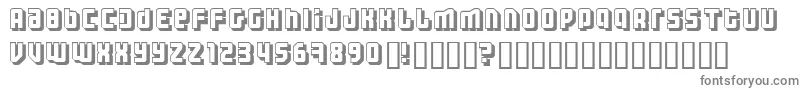 ThreeTheHardWayShadowed-fontti – harmaat kirjasimet valkoisella taustalla