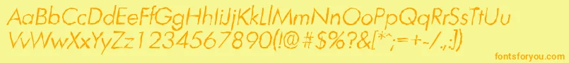 LimerickrandomLightItalic-fontti – oranssit fontit keltaisella taustalla
