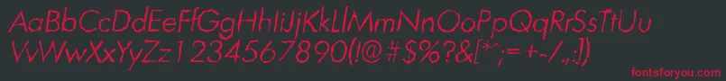 LimerickrandomLightItalic-Schriftart – Rote Schriften auf schwarzem Hintergrund
