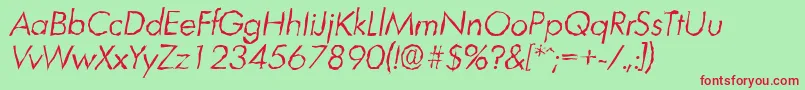 Czcionka LimerickrandomLightItalic – czerwone czcionki na zielonym tle