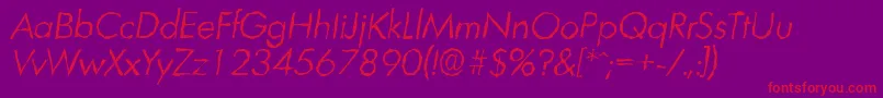 LimerickrandomLightItalic Font – Red Fonts on Purple Background