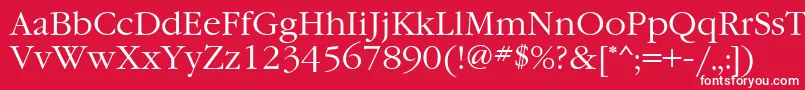 フォントGaramondbttNormal – 赤い背景に白い文字