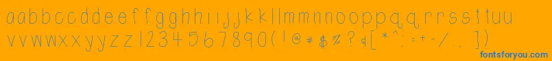 Htshortie-Schriftart – Blaue Schriften auf orangefarbenem Hintergrund