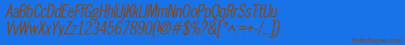 NewscondensedOblique Font – Brown Fonts on Blue Background