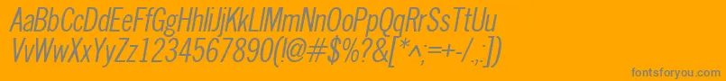 NewscondensedOblique-Schriftart – Graue Schriften auf orangefarbenem Hintergrund