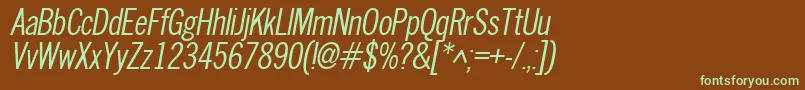 NewscondensedOblique Font – Green Fonts on Brown Background