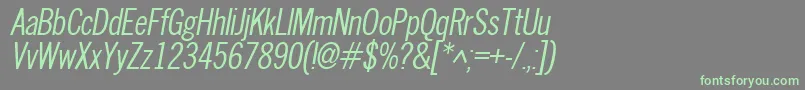 NewscondensedOblique Font – Green Fonts on Gray Background