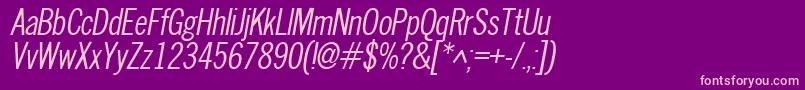 NewscondensedOblique Font – Pink Fonts on Purple Background