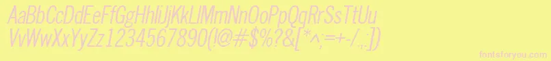 NewscondensedOblique Font – Pink Fonts on Yellow Background