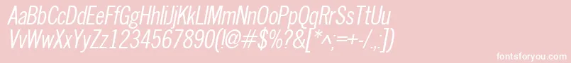 NewscondensedOblique-Schriftart – Weiße Schriften auf rosa Hintergrund