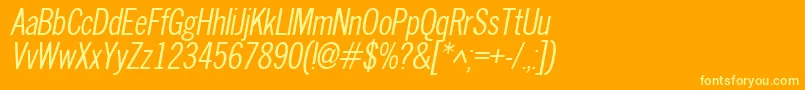 fuente NewscondensedOblique – Fuentes Amarillas Sobre Fondo Naranja