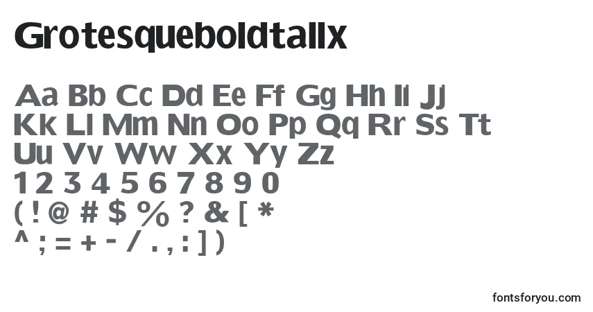 Czcionka Grotesqueboldtallx – alfabet, cyfry, specjalne znaki