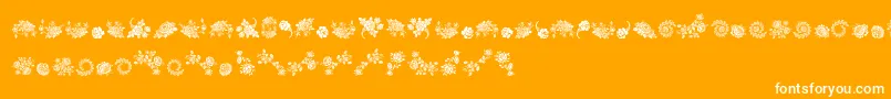 FlorealeTwo-Schriftart – Weiße Schriften auf orangefarbenem Hintergrund