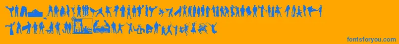 HumanSilhouettesFreeEight Font – Blue Fonts on Orange Background