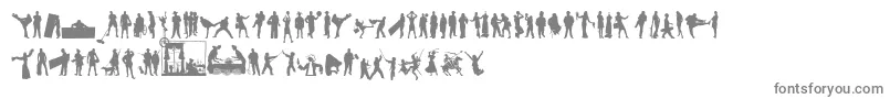 HumanSilhouettesFreeEight-fontti – harmaat kirjasimet valkoisella taustalla