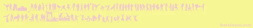 HumanSilhouettesFreeEight-Schriftart – Rosa Schriften auf gelbem Hintergrund