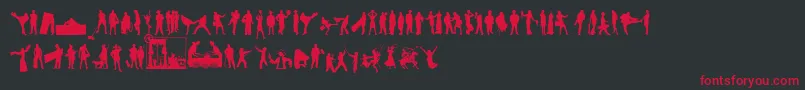 HumanSilhouettesFreeEight Font – Red Fonts on Black Background