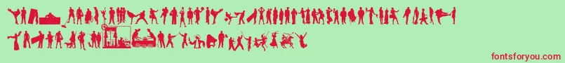 HumanSilhouettesFreeEight Font – Red Fonts on Green Background