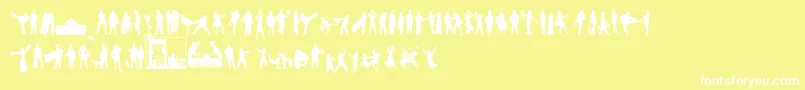 フォントHumanSilhouettesFreeEight – 黄色い背景に白い文字