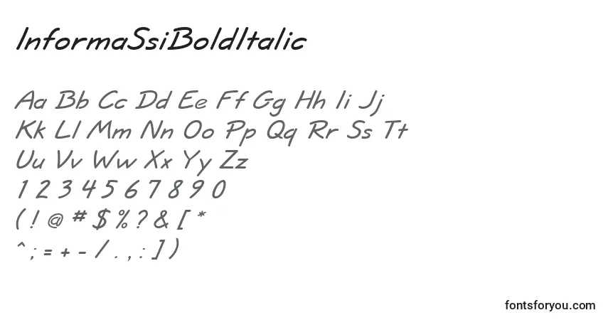 A fonte InformaSsiBoldItalic – alfabeto, números, caracteres especiais