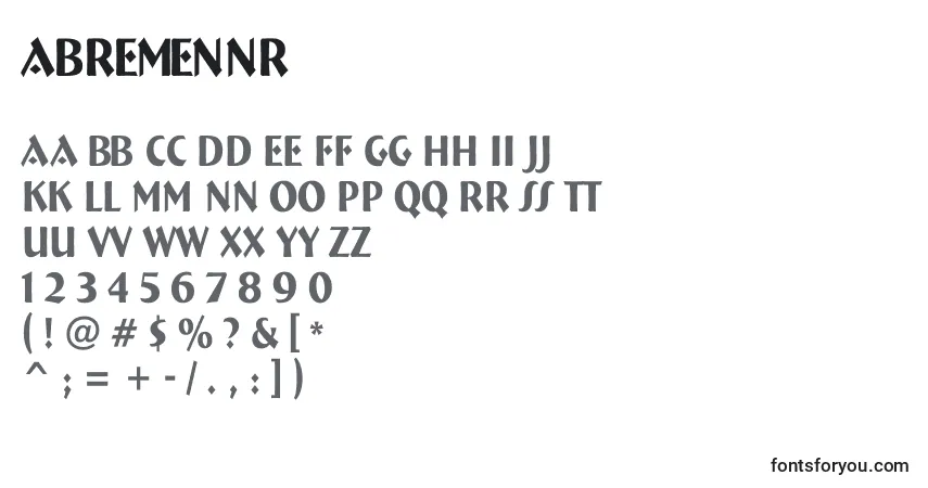 Czcionka ABremennr – alfabet, cyfry, specjalne znaki
