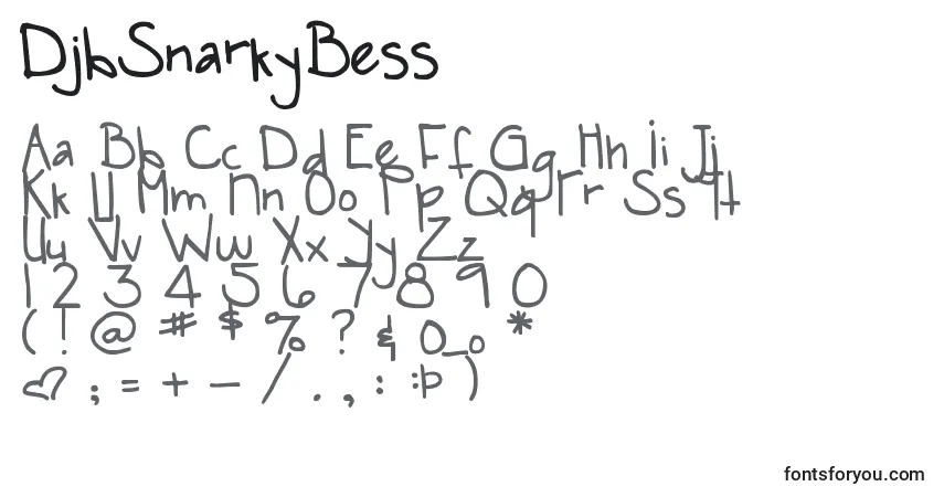 A fonte DjbSnarkyBess – alfabeto, números, caracteres especiais