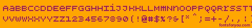 Bpdotsunicasebold-fontti – violetit fontit oranssilla taustalla