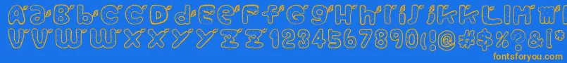 Weitere Informationen zur Reaf-Schriftart Reaf-Schriftart – Orangefarbene Schriften auf blauem Hintergrund