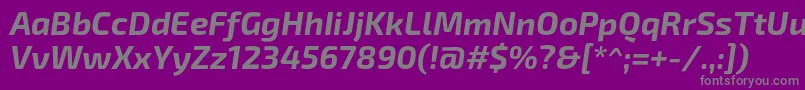 Weitere Informationen zur Exo2Bolditalic-Schriftart Exo2Bolditalic-Schriftart – Graue Schriften auf violettem Hintergrund