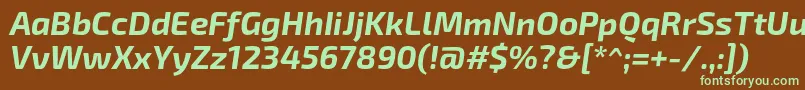Exo2Bolditalic-fontti – vihreät fontit ruskealla taustalla