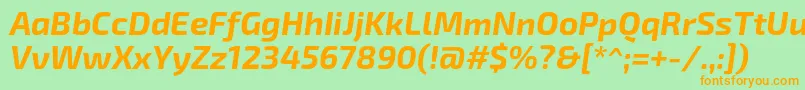 Exo2Bolditalic-Schriftart – Orangefarbene Schriften auf grünem Hintergrund