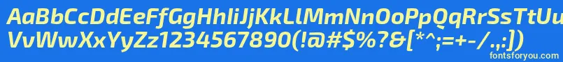 Exo2Bolditalic Font – Yellow Fonts on Blue Background