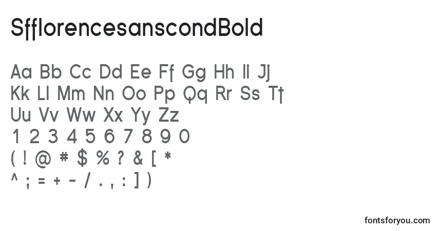 Czcionka SfflorencesanscondBold – alfabet, cyfry, specjalne znaki