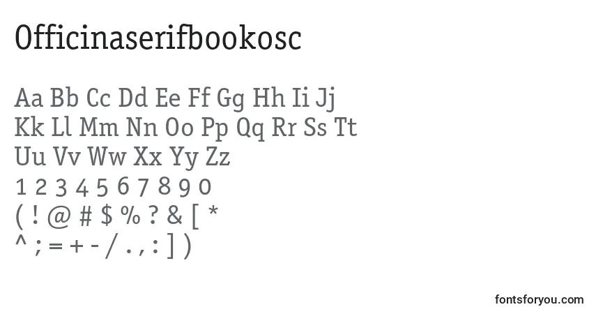 A fonte Officinaserifbookosc – alfabeto, números, caracteres especiais