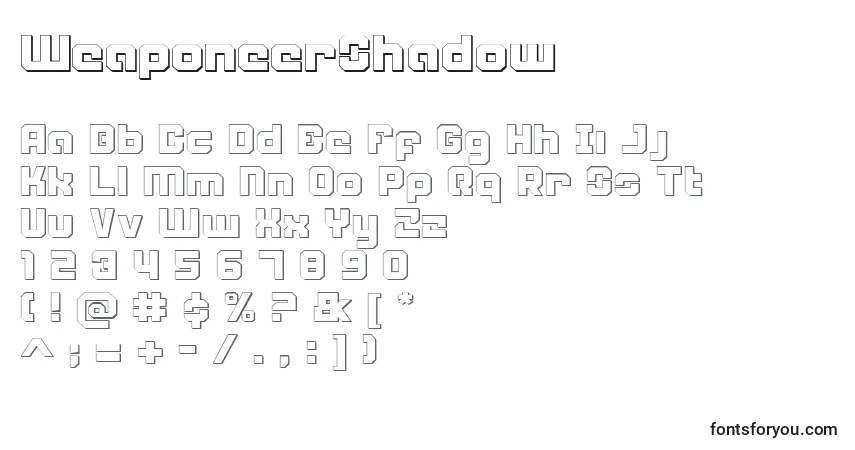 WeaponeerShadow-fontti – aakkoset, numerot, erikoismerkit