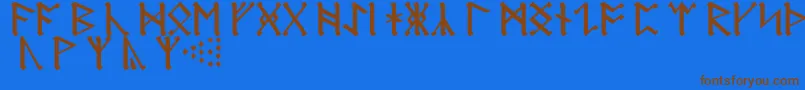 Czcionka AnglosaxonRunes – brązowe czcionki na niebieskim tle