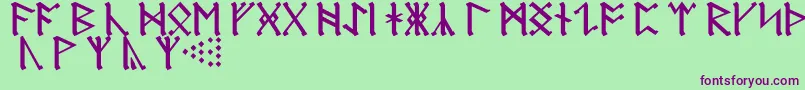 Czcionka AnglosaxonRunes – fioletowe czcionki na zielonym tle