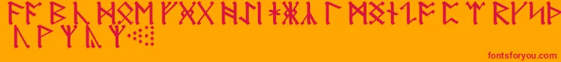 Fonte AnglosaxonRunes – fontes vermelhas em um fundo laranja