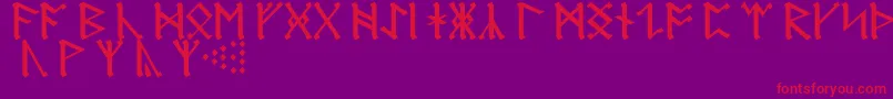 AnglosaxonRunes-Schriftart – Rote Schriften auf violettem Hintergrund