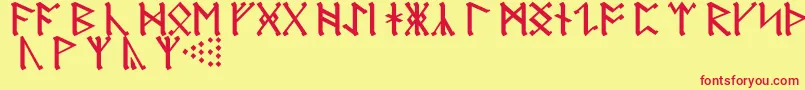 Czcionka AnglosaxonRunes – czerwone czcionki na żółtym tle