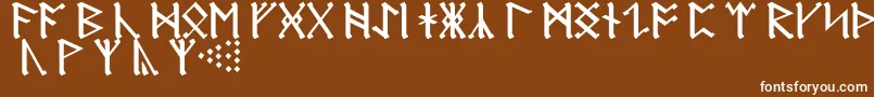 AnglosaxonRunes-fontti – valkoiset fontit ruskealla taustalla
