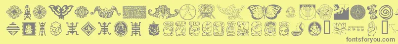 CulturalIcons-fontti – harmaat kirjasimet keltaisella taustalla