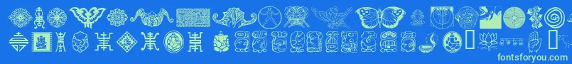 フォントCulturalIcons – 青い背景に緑のフォント