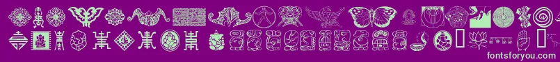 CulturalIcons-fontti – vihreät fontit violetilla taustalla